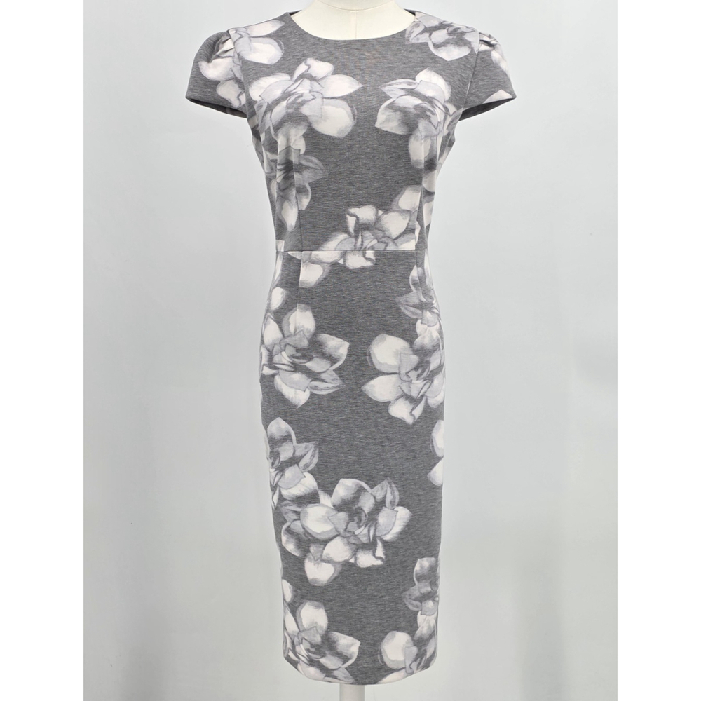 Vintage Betsey Johnson Floral Sheath Dress Women’s 2 Gray White Lined Y2K
